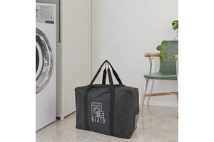 2024 Popular Easy Carry 420D Strong Polyester Zipper Closure Tote Laundry Bag With Clear Pockets Handle For Storage & Washing