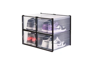 Shoe Storage Box Collapsible Foldable Detachable Sustainable Clear Plastic Shoe Organizer Boxes 36x28x21CM