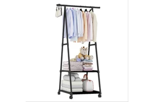 Removable Metal Coat Rack Multi-layer Clothes Storage Rack with Wheels Household Clothes Drying Racks