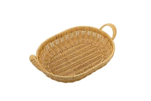 OEM Vintage Custom Wholesale Eco-Friendly Kitchen Storage Baskets Natural Woven Wicker Bread & Fruit Food Storage with Handles
