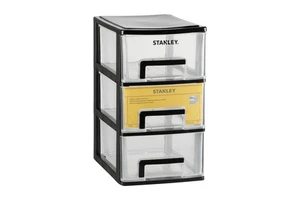 Stanley Drawer Storage Unit 3-Drawer Transparent Space Saving Industrial Organizers