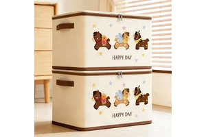 Waterproof Fabric Storage Bag Large Capacity Foldable Clothing Organizer Box Stackable Quilt Closet Storage Bin with Handles