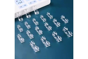 20 Pieces Transparent Plastic Self Adhesive Network Cable Organizer Wiring Holder Device Wire Clamp for Bathroom Household Wire