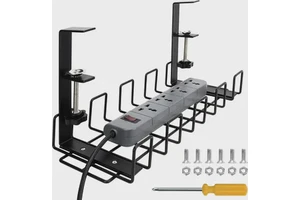 Desk Wire Management Organizer Storage Shelf Wire Tray No Drill Metal Rack Cord Organizer Management Tray