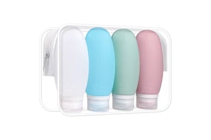 Custom Silicone Travel Size Dispenser Bottle Kit Portable 60ml 3oz Silicone Travel Cosmetic Lotion Packaging Bottle Set 90ml