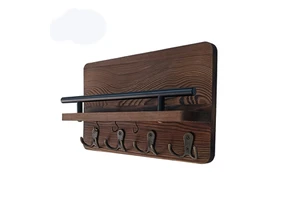 Decorative Wooden Wall Mounted Mail Rack Organizer with Shelf Key Holder for Wall