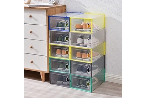 34*26*14cm Durable Shoe Box Lightweight Shoes Holder Clear Design Store Multi-layer Superposition Transparent Shoe Box Organizer