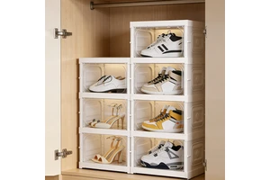 Plastic Foldable Sneaker Storage Box Magnetic Clear Door Shoe Organizer Box AJ Display Box Dustproof Shoe Rack Box for Home