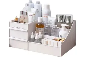 Wholesale Plastic Cosmetic Organiser Storage Box Makeup Desk Organizer With Drawer for Makeup