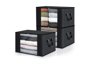 3 Pack Clothes Storage, Foldable Blanket Storage Bags, Storage Containers for Organizing Bedroom