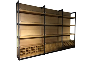 Factory Sale Wooden Shelves Supermarket Customized Gondola Wall Single Double Side Display Rack Storage Racking For Retail