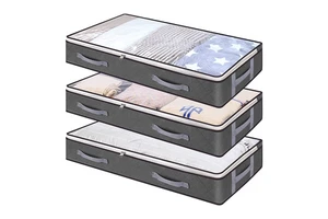 Large Under Bed Storage Bag Containers, Foldable Under-the-Bed Storage Bins with Reinforced Handles & Clear Window