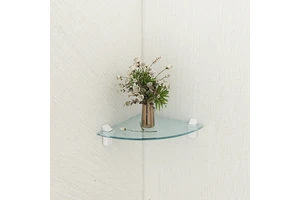 Angular Tempered Glass Floating Wall Shelf for Home Storage for Bathroom Furniture & Decor