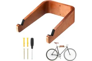 Solid Wood Horizontal Bicycle Wall Mount Rack Space Saving Storage Organizer for Home Garage Apartment Office
