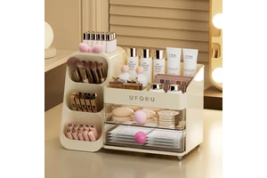 Modern Plastic Home Cosmetic Storage Box High-end Large Capacity Lipstick Skincare Multi-functional Compartment Organizer