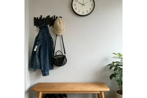 Modern Wall Mount Black Bamboo Multi Hook Coat Rack Space-Saving Coat Hanging with 4 Flip-Down Hooks for Hanging Coats