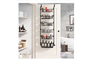 6-Tier Over the Door Pantry Metal Organizer and Storage with 6 Baskets, Heavy-Duty Back of Door Cabinet, Spice Rack for Kitchen