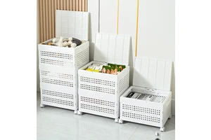 GREENSIDE Foldable Storage Basket With Wheels Movable Home Storage Box Hand-held Miscellaneous Storage Basket Storage Basket