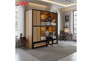 JZD Sleeping Pod Bed Capsule Box Hotel Manufacturer Double Bed Frame With Storage Bunk Bed For Adult Double Loft Bed