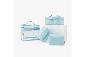 4pcs Set Custom logo PVC Transparent Cosmetic Bag Large Capacity PU Toiletry Bag