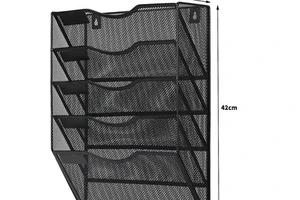 New 5-Tier Carbon Steel Wall Mounted Office Organizer Storage Rack with Detachable Design for Desktop and Behind Doors