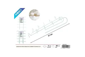 White Under-Cabinet Mug Hooks 27x18x7cm for Wall Storage in Kitchen Utensils