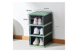 Factory Wholesale Injection Molded Rectangle 3-Layer Foldable Plastic Shoe Rack Office Organizer Magnetic Door Easy Assembly