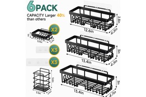 Light Luxury Style Steel Bathroom Shelf and Wall-mounted Storage Rack with 5 Tiers Drill-free Installation Soap Holder