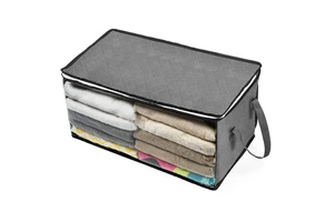 Foldable Non-Woven Fabric Storage Bag Large Clear Zipper Organizer Wardrobe Bathroom Living Room Clothes Quilts Blankets Bedding