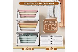 Plastic Stackable Plastic Closet Organizer Shelf Multilayer Wardrobe Storage Bins For Clothes Linens Efficient Home Basket