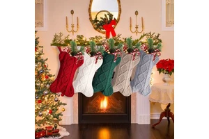 Wholesale Christmas Knitted Stocking Dog Bone Shape Candy Bag Holiday Gift Storage For Xmas Tree Decoration
