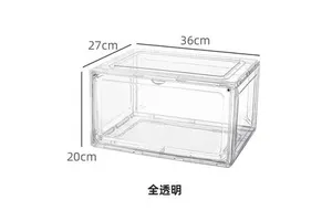 Plastic Transparent Magnetic Shoe Storage Box Stackable Side Opening Shoe Holder Containers