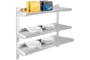 Stainless Steel Color 2-Tier Wall-Mounted Dish Rack for Kitchen Storage 80x30x60cm Capacity for Restaurants and Hotels