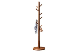 Solid Wood Freestanding Coat Rack with Floor to Ceiling Design for Clothing, Hats and Bag Storage in Bedroom or Entryway