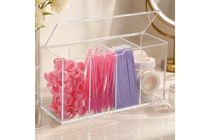 Acrylic 3 Compartment Cosmetic Storage Box Desktop Holder for Makeup Tools Jewelry Small Accessories Organization