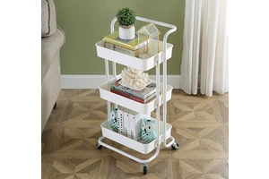 Movable Kitchen Storage Cart Trolley 3 Tier Rolling Utility Cart For Kitchen Bathroom Home Office Storage And Organization