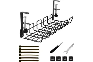 No Drill Heavy Duty Steel Cable Tray Organizers Wire Management Cable Rack Clamp Mount Adjustable Metal Workshop Garage