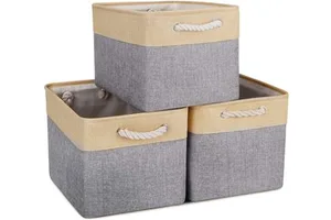 Durable Eco-Friendly Square Laundry Basket Colorful Cotton Storage EVA Coating Cotton Rope Bamboo Custom Designed Fabric Bag