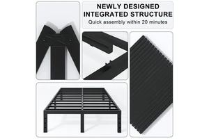 2026 Matte Black Heavy-Duty Platform Bed Easy Setup Under-Bed Storage 12 Inches Tall Full Metal Bed Frame