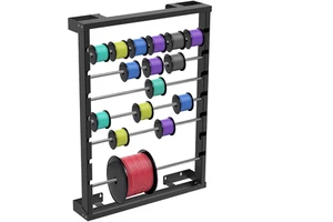 JH-Mech Wire Reel Holder With 6 Carbon Steel Rods For Electrical Industrial Retail Storage Wall Mounted Wire Spool Rack