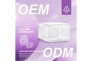 JX Foldable Transparent Shoe Box Storage Organizer Stackable Display Cabinet Thickened Magnetic-suction AJ Sneaker Sports Shoe
