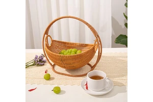 Customizable Factory Direct Plastic Rattan Woven Storage Basket for Fruit and Vegetables for Picnics in Outdoor Use