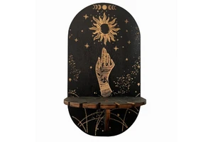 Customized home creative wooden carved wall rack storage rack for hanging clothes hangers and candle lamps