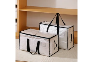 Big Volume Waterproof Storage Bag Durable PE Woven Moving Bags With Handles For Clothes Quilts Home And Travel Organizer