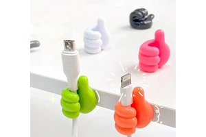 Self Adhesive Cute Thumb Hooks Wire Organizer Wall Hooks Hanger Strong Silicone Charging Line Storage