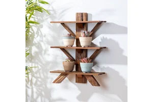 Solid Wood Wall-mounted Shelf Cabinet with Grid Storage, Multifunctional for Multi-room Use