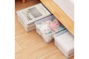 Plastic Bin Storage Under Bed Plastic Transparent Storage Boxes & Bins with Lids for Clothes Toys Sundries