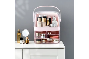 Wholesale clear Organic Makeup Organizer Storage Box with Lid Accessories Cosmetic Organizers with Handle Cosmetic Storage Box