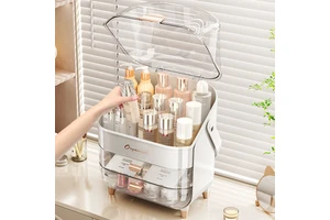 Light Luxury Large Capacity Cosmetics Storage Box Advanced Sense Dustproof Display Stand PET Modern Portable for Lipstick Skin