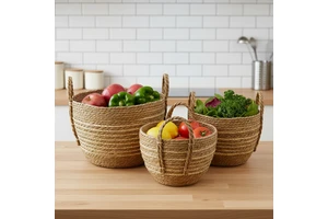 Woven Baskets for Storage Organizer With Handles for Kitchen